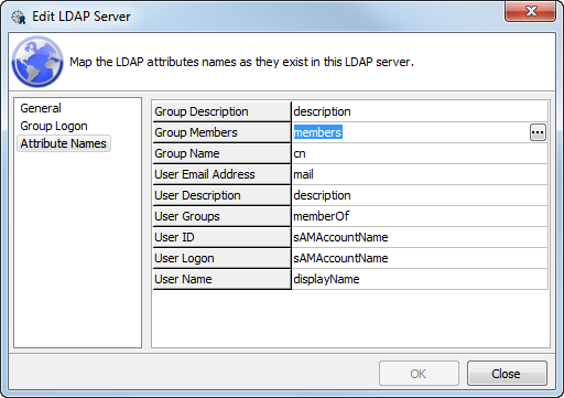 Edit LDAP Server dialog